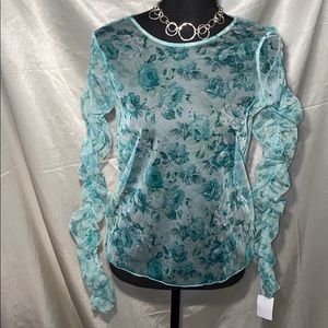 💚ZARA Tara Sheer Long Sleeved Top